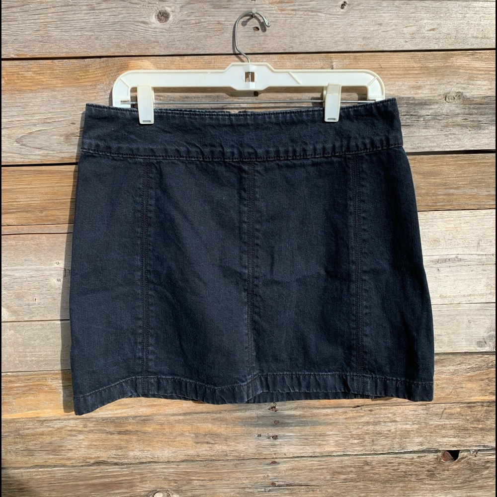 FREE PEOPLE • Black Denim Mini Skirt